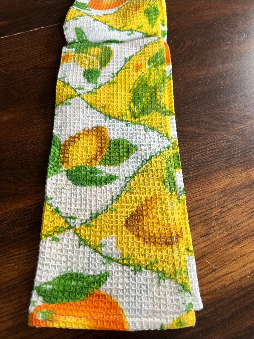 Nidico Group Inc. Vintage Kitchen Waffle Towel MWT Citrus Fruits Print Yellow